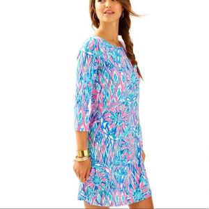 Lilly Pulitzer Bay Dress “Tiki Pink” Shake it Up Shift Dress 3/4 Sleeve Size XXS